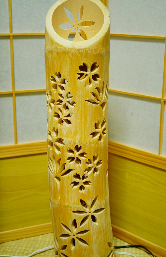 全面彫　竹あかり・竹灯り・竹灯籠・竹灯篭・竹ランプ ～～ ★温春★～～ 竹灯り 竹ランプ 全面彫　竹あかり 竹灯籠 竹灯篭 ～～