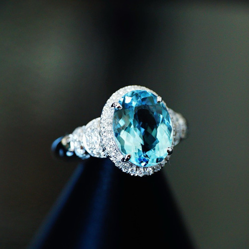 超美品6.28ctサンタマリア天然アクアマンK18WGリング鑑定書付き 超美品6.28ctサンタマリア天然アクアマンK18WGリング鑑定書付き