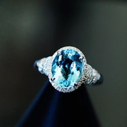 綺羅星」K18 天然サンタマリアアクアマリン 天然ダイヤモンド