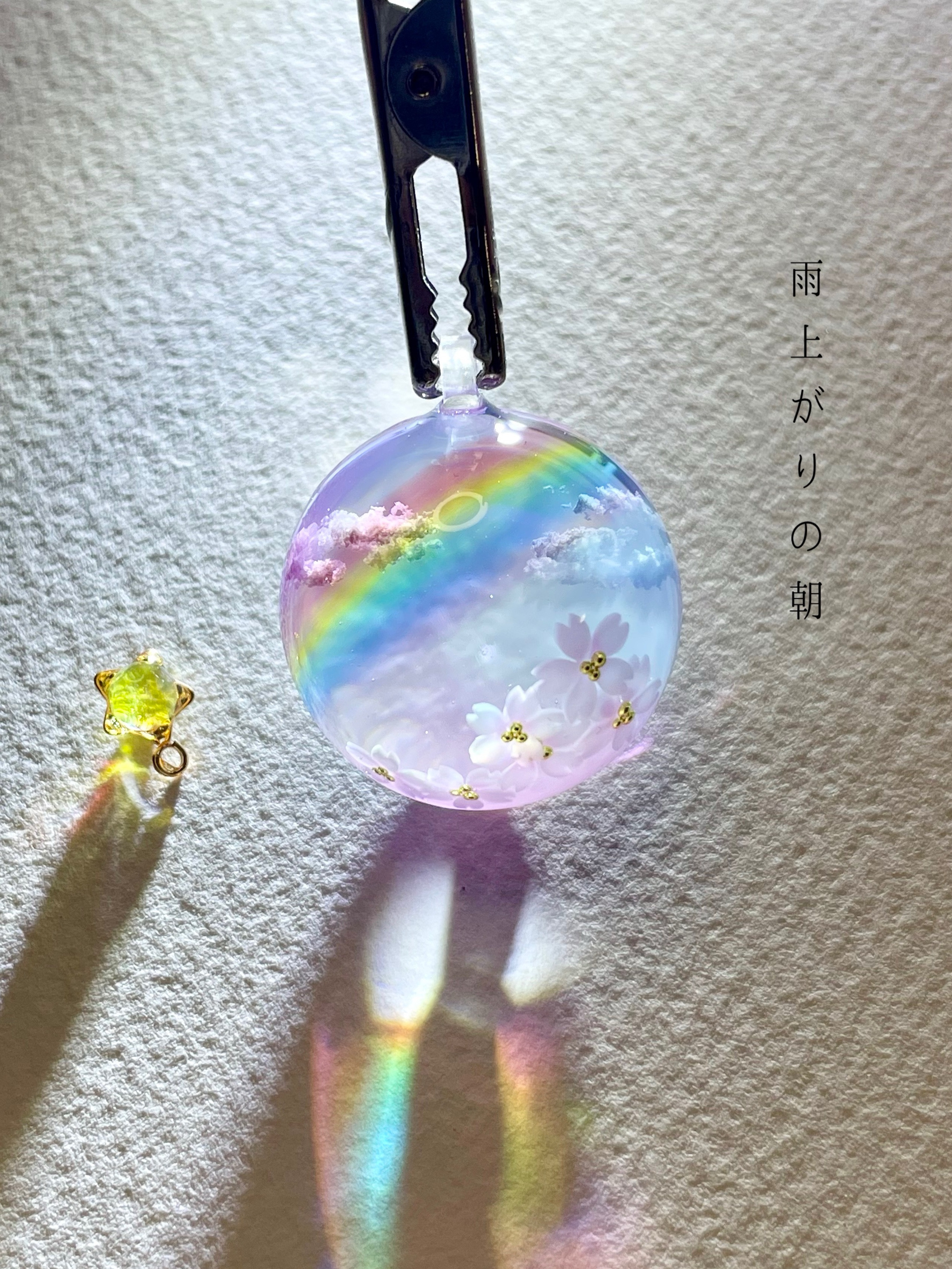 【受注制作/M size】情景レジン-雨上がりの朝　プレゼント/桜/春