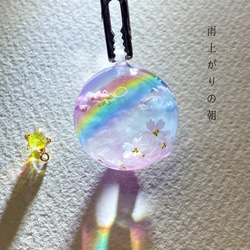 【受注製作】情景レジン-雨上がりの朝　プレゼント/桜/春色新作2024 1枚目の画像