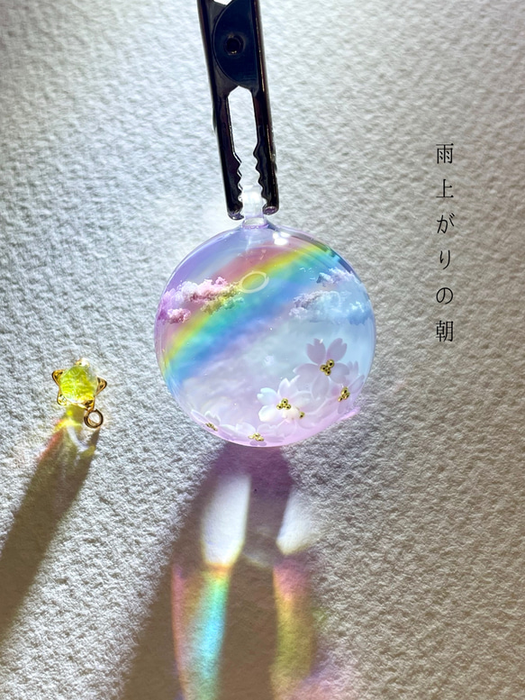 受注制作/M size】情景レジン-雨上がりの朝 プレゼント/桜/春