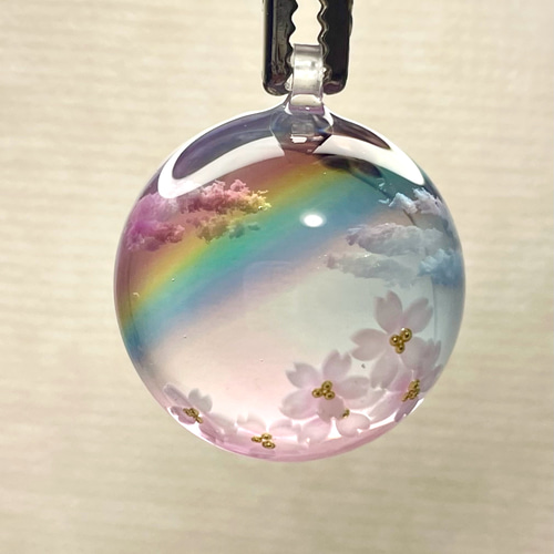 受注制作/M size】情景レジン-雨上がりの朝 プレゼント/桜/春