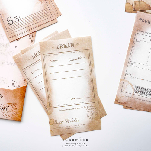 コーヒー染め風 海外デザインペーパー 20枚 tickets [AS642