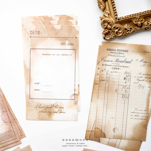 コーヒー染め風 海外デザインペーパー 20枚 tickets [AS642