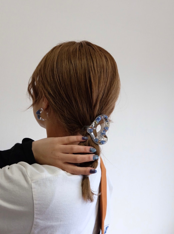 FUKAYA限定　Blue ♡heart hairclip チャーム付き 5枚目の画像