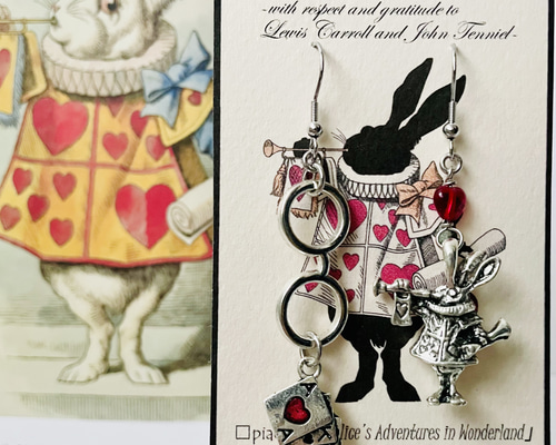 不思議の国のアリス」【白ウサギ (裁判 B)】ピアスorイヤリング ピアス