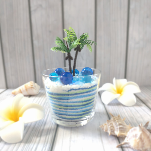 海辺のグラスサンドアート》海 ハワイ ホヌ アートフラワー die Farbe