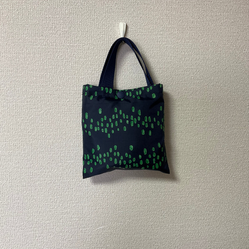 ショッピング トートバッグ 紺色 北欧柄 ( 撥水 収納ケース エコバック