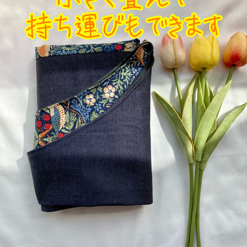 岡山デニム×ウィリアムモリスのいちご泥棒 ワンショルダートート