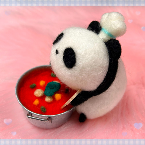 コックぱん③＊真っ赤なトマトのミネストローネスープ♡羊毛フェルトの