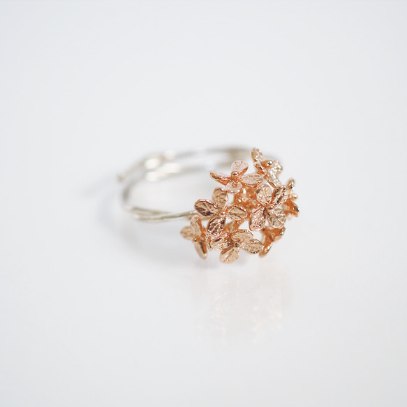 ＜Creema限定＞紫陽花のリング(silver×pink gold) ※フリーサイズ 5枚目の画像