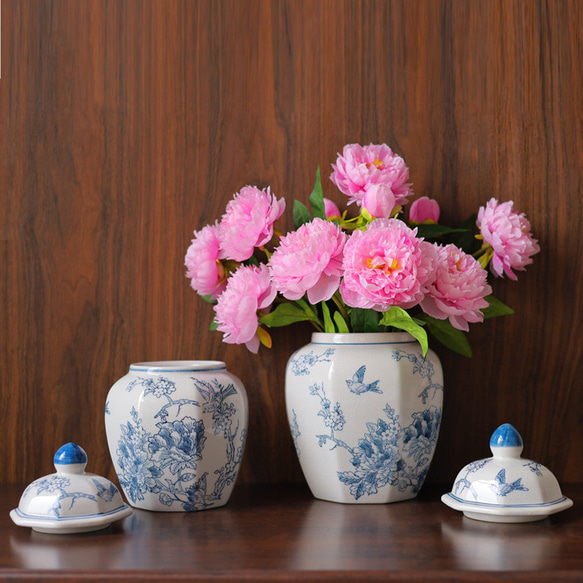 陶器の花瓶と花の組み合わせ【生花】シャクヤク　サラベル 8枚目の画像