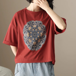 初春.  100％綿.無地.コットンTシャツ ショート丈半袖トップス 4枚目の画像