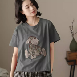 初春.  100％綿.無地.コットンTシャツ ショート丈半袖トップス　夏Tシャツ 7枚目の画像