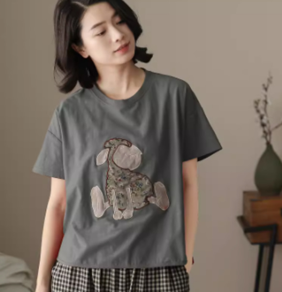 初春.  100％綿.無地.コットンTシャツ ショート丈半袖トップス　夏Tシャツ 7枚目の画像