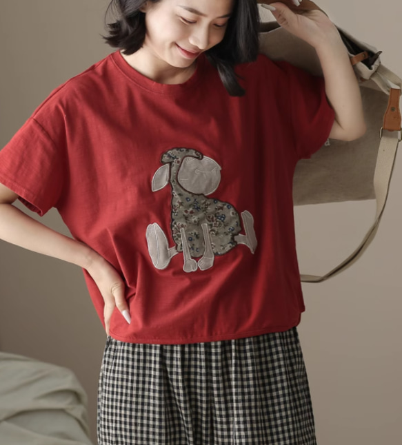 初春.  100％綿.無地.コットンTシャツ ショート丈半袖トップス　夏Tシャツ 5枚目の画像