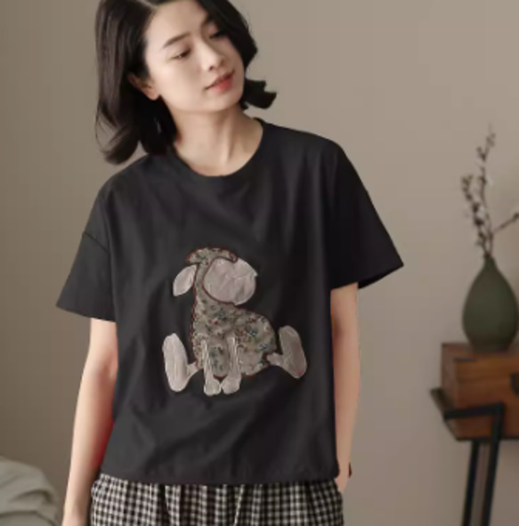 初春.  100％綿.無地.コットンTシャツ ショート丈半袖トップス　夏Tシャツ 4枚目の画像