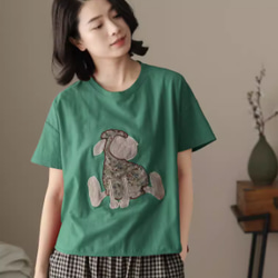 初春.  100％綿.無地.コットンTシャツ ショート丈半袖トップス　夏Tシャツ 8枚目の画像