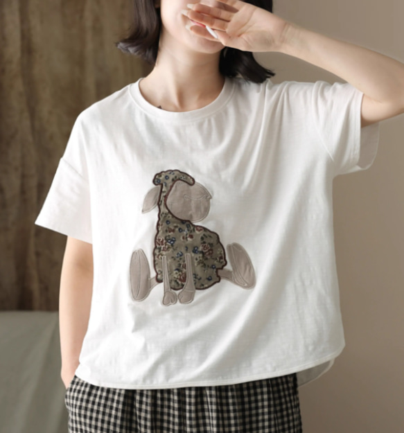 初春.  100％綿.無地.コットンTシャツ ショート丈半袖トップス　夏Tシャツ 1枚目の画像