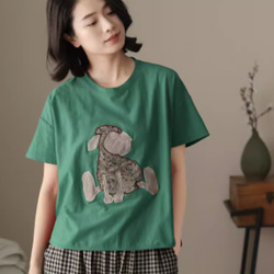 初春.  100％綿.無地.コットンTシャツ ショート丈半袖トップス　夏Tシャツ 3枚目の画像