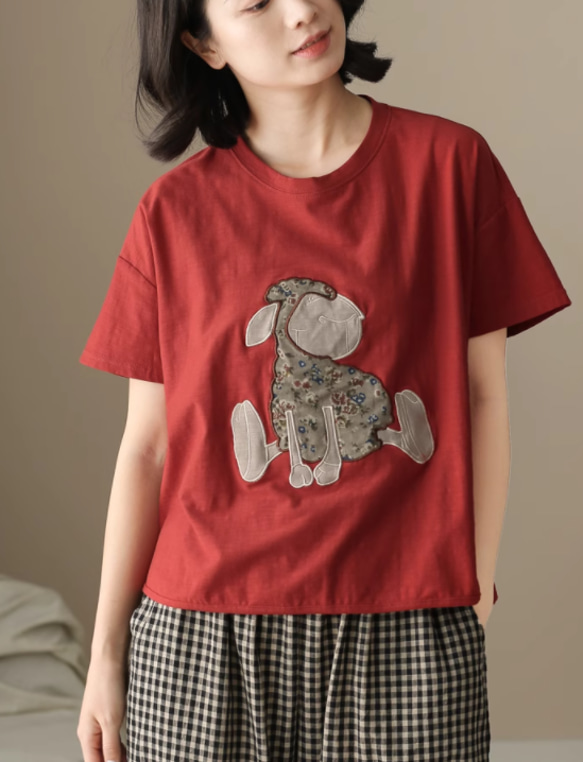 初春.  100％綿.無地.コットンTシャツ ショート丈半袖トップス　夏Tシャツ 2枚目の画像