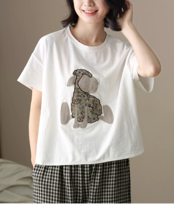 初春.  100％綿.無地.コットンTシャツ ショート丈半袖トップス　夏Tシャツ 4枚目の画像