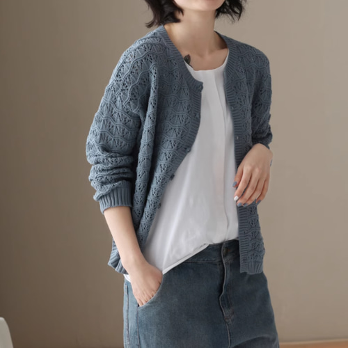 初春. 綿.無地.薄手ニットカーディガンコート ニット・セーター 初春. 綿.無地.薄手ニットカーディガンコート ニット・セーター