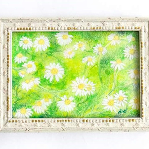 絵画・ミクストメディア】カモミール（カミツレ）｜アート 花 絵画 Art