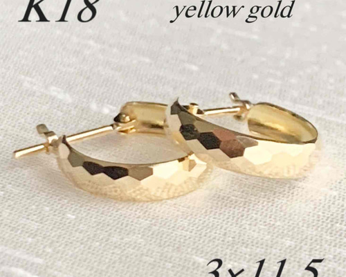 地金＊18金【2連フープピアス イエローゴールド】K18刻印入 日本製 新品！ 地金＊18金【2連フープピアス イエローゴールド】K18刻印入 新品