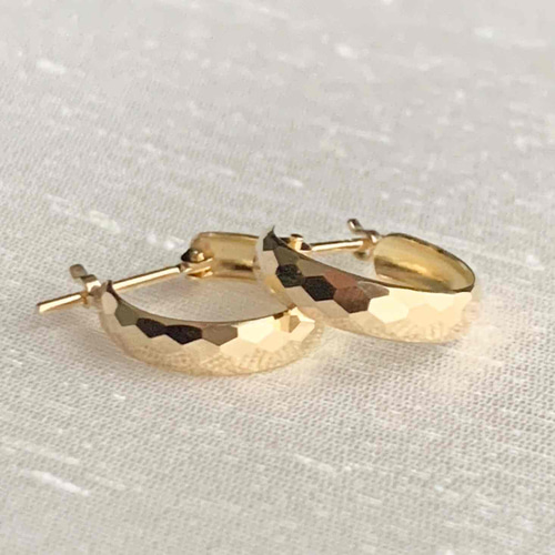 地金*18金【ミラーカットフープピアス】イエローゴールド K18 地金*18金【ミラーカットフープピアス】イエローゴールド K18