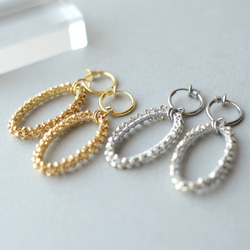 oval hoop  (gold)  イヤリング ／ ピアス  オーバル  フープ  ビーズ 15枚目の画像