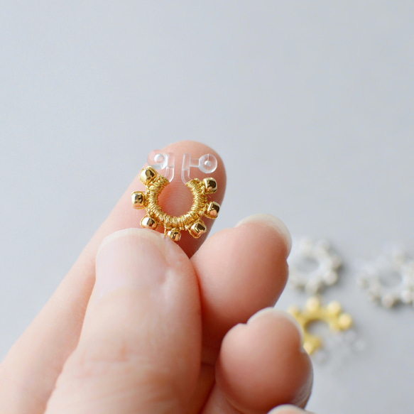 mini ring (gold) ノンホールピアス  樹脂 フープイヤリング フープピアス 7枚目の画像