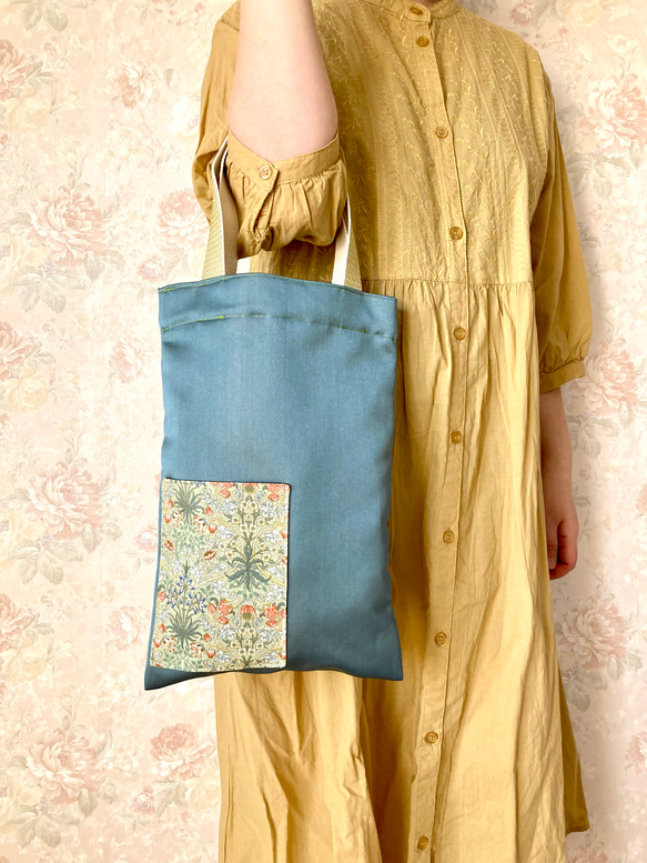 春の福袋　インド刺繍ラウンドバッグ＆光沢がきれいなサブバッグ　サブバッグにもちょうどよいサイズ　軽量バッグ 4枚目の画像