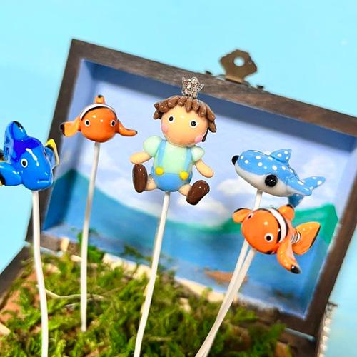 多肉植物寄せ植え〜樹脂粘土レジン(粘土細工)ガーデンピック 多肉植物