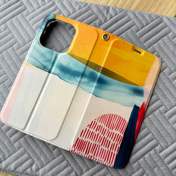 【ベルトなし手帳型】SUMMER FUN iPhoneケース スマホケース アート 個性的 水彩 抽象画 3枚目の画像