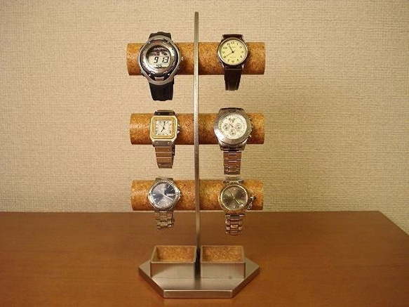 誕生日プレゼントに　三日月3段腕時計スタンド　ダブルトレイ付き 2枚目の画像