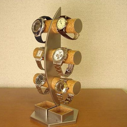 誕生日プレゼントに　三日月3段腕時計スタンド　ダブルトレイ付き 1枚目の画像