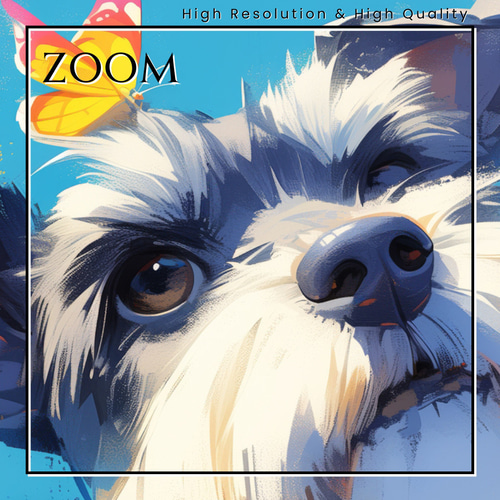 子犬　ポスター 蝶犬戯舞 - シュナウザー犬の子犬 No.3】春・蝶・子犬・アート