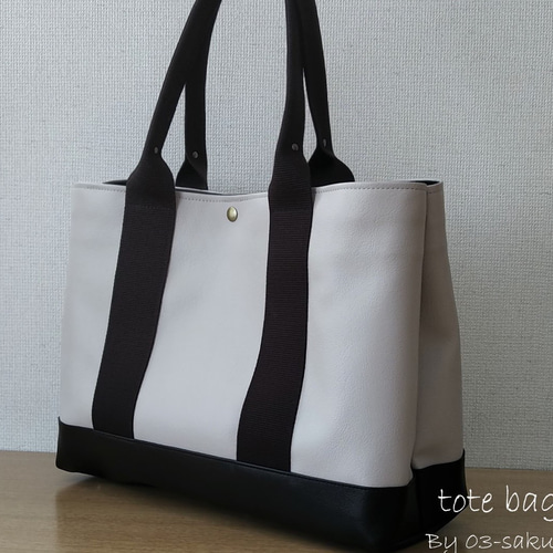 ✨A4対応 肩掛け2色レザー×倉敷帆布トートバッグ トートバッグ