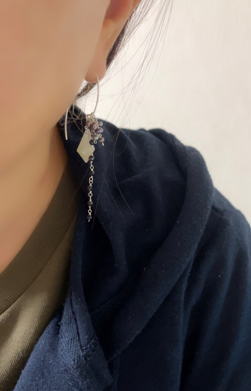 ピアス　選べるチャーム　ムーンストーン　6月誕生石　ギフト　天然石　シルバー925