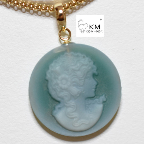 Ж K18 18金 天然ストーンカメオRD6.105ctペンダントトップ ペンダント  