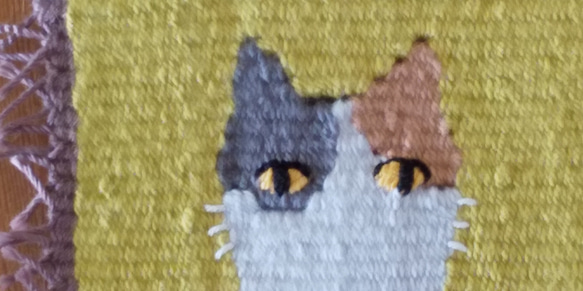 綿糸の手織りコースター（三毛猫・トラ猫） 5枚目の画像