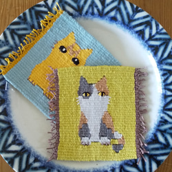 綿糸の手織りコースター（三毛猫・トラ猫） 12枚目の画像