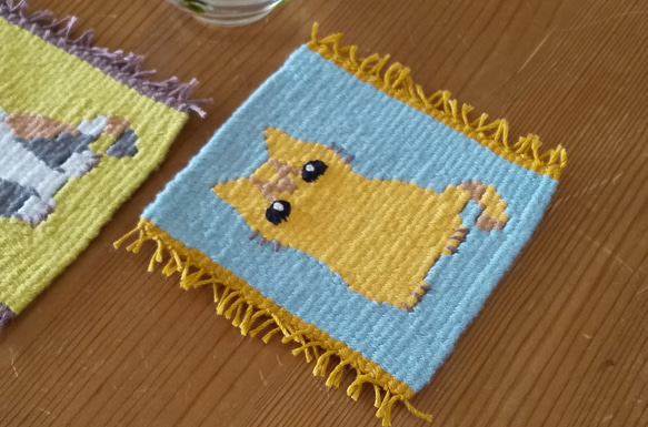 綿糸の手織りコースター（三毛猫・トラ猫） 7枚目の画像