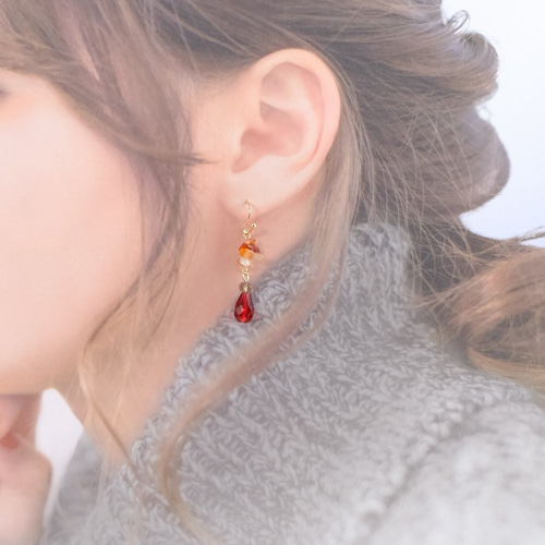 確認用ページ●各色１セット限定、他色あり●イヤリングに変更可能●オリジナルピアス G87【7月の誕生石】カーネリアンの上品なピアス（パーツ変更可能