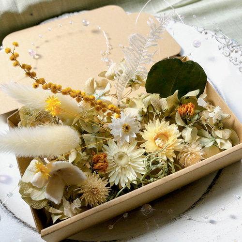 イエロー系ミモザ＊アジサイドライフラワー詰め合わせ その他素材  