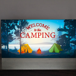 【Lサイズ オーダー無料】ウェルカム アウトドア キャンプ 焚火 テント ランタン 照明 看板 置物 雑貨 ライトBOX 2枚目の画像