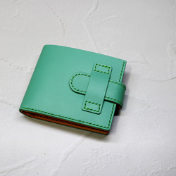 本革二つ折り財布 ターコイズグリーン 二つ折り財布 BEE3104 通販