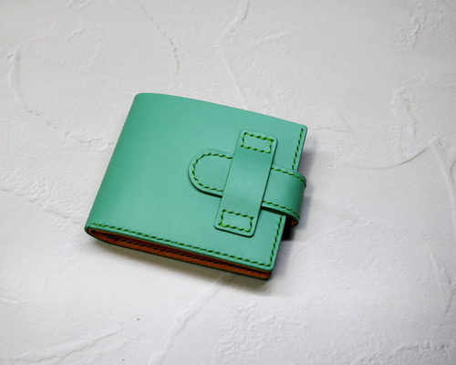 本革二つ折り財布 ターコイズグリーン 二つ折り財布 BEE3104 通販